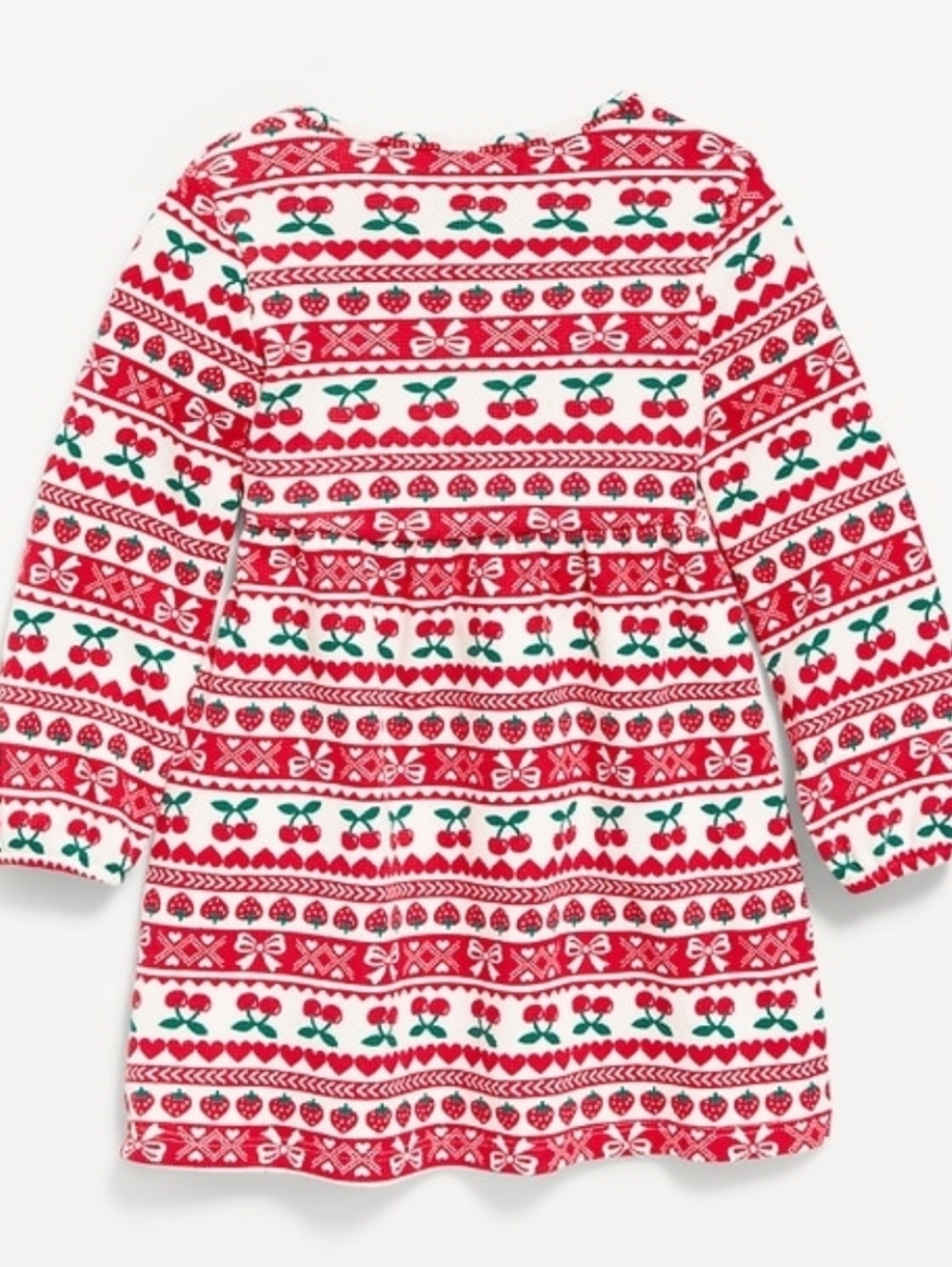 Adorable Old Navy Waffle Knit Fair Isle/Cherry Print Dress-4T- NEW